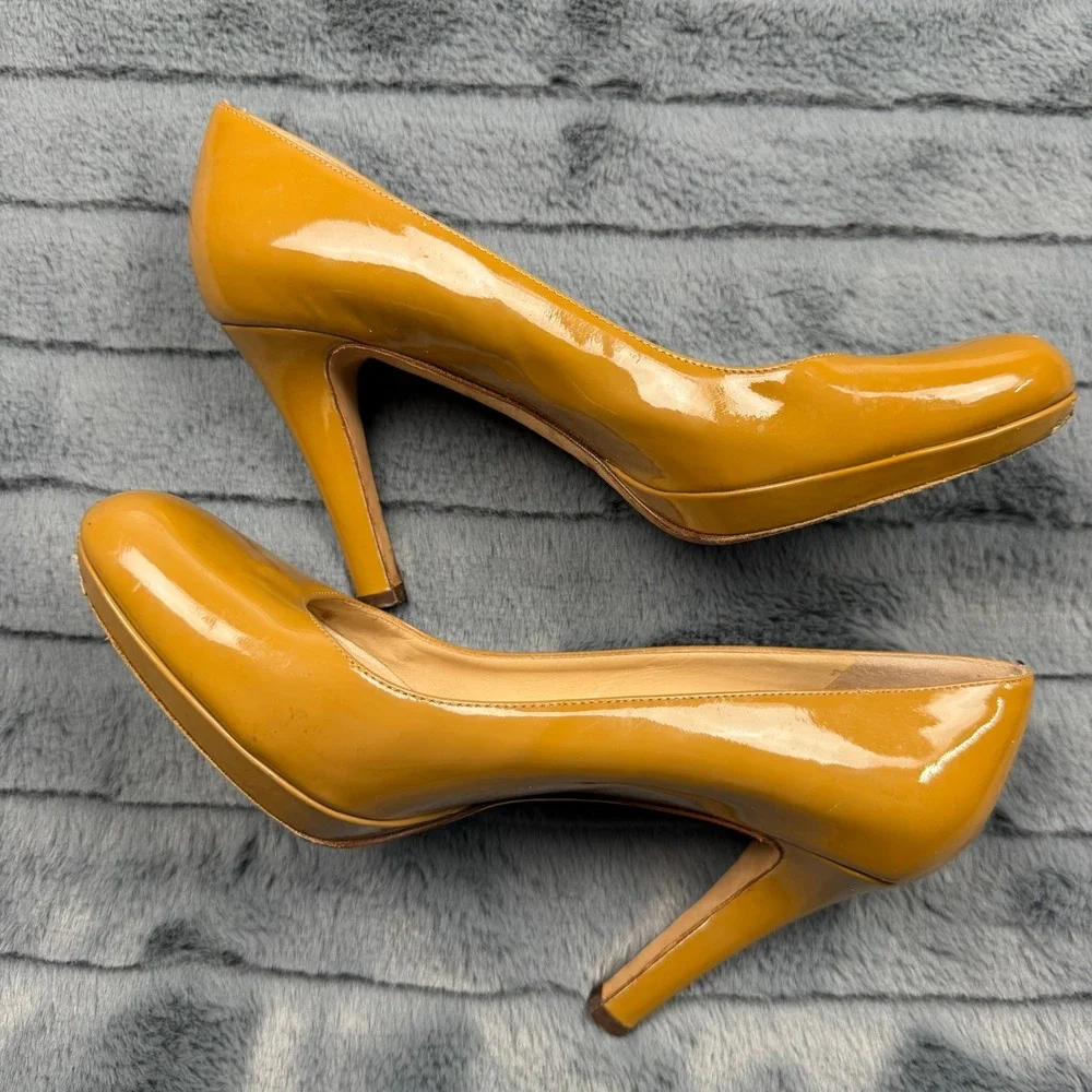 Kate Spade New York Mustard Yellow Patent Leather Platform Pumps Size 7.5 B